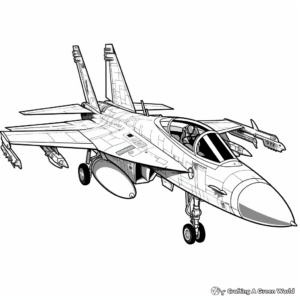 Realistic F18 Jet Fighter Coloring Pages 2
