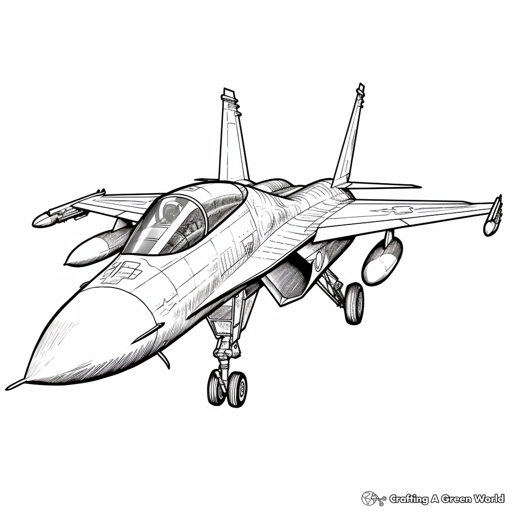 Realistic F18 Jet Fighter Coloring Pages 3