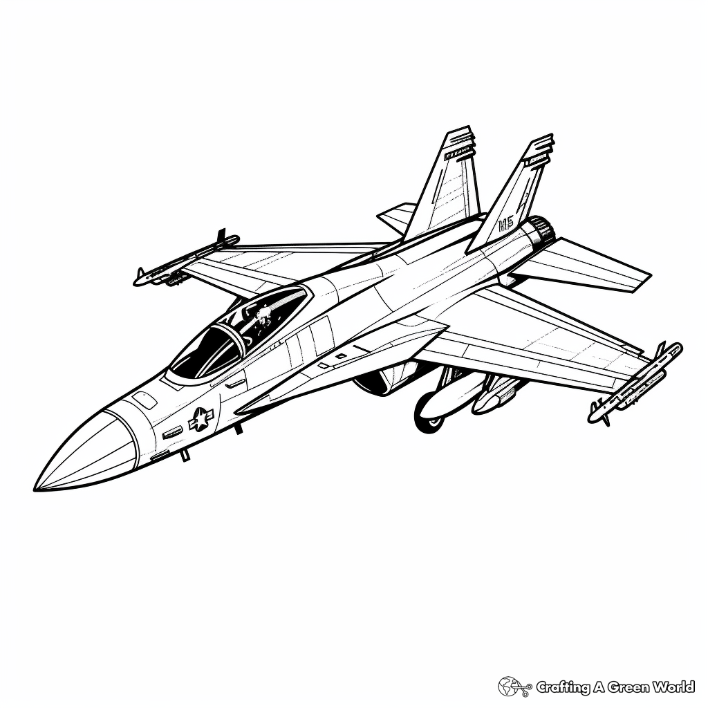 Realistic F18 Jet Fighter Coloring Pages 4