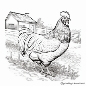 Realistic Farmhouse Chicken Coloring Sheets 1