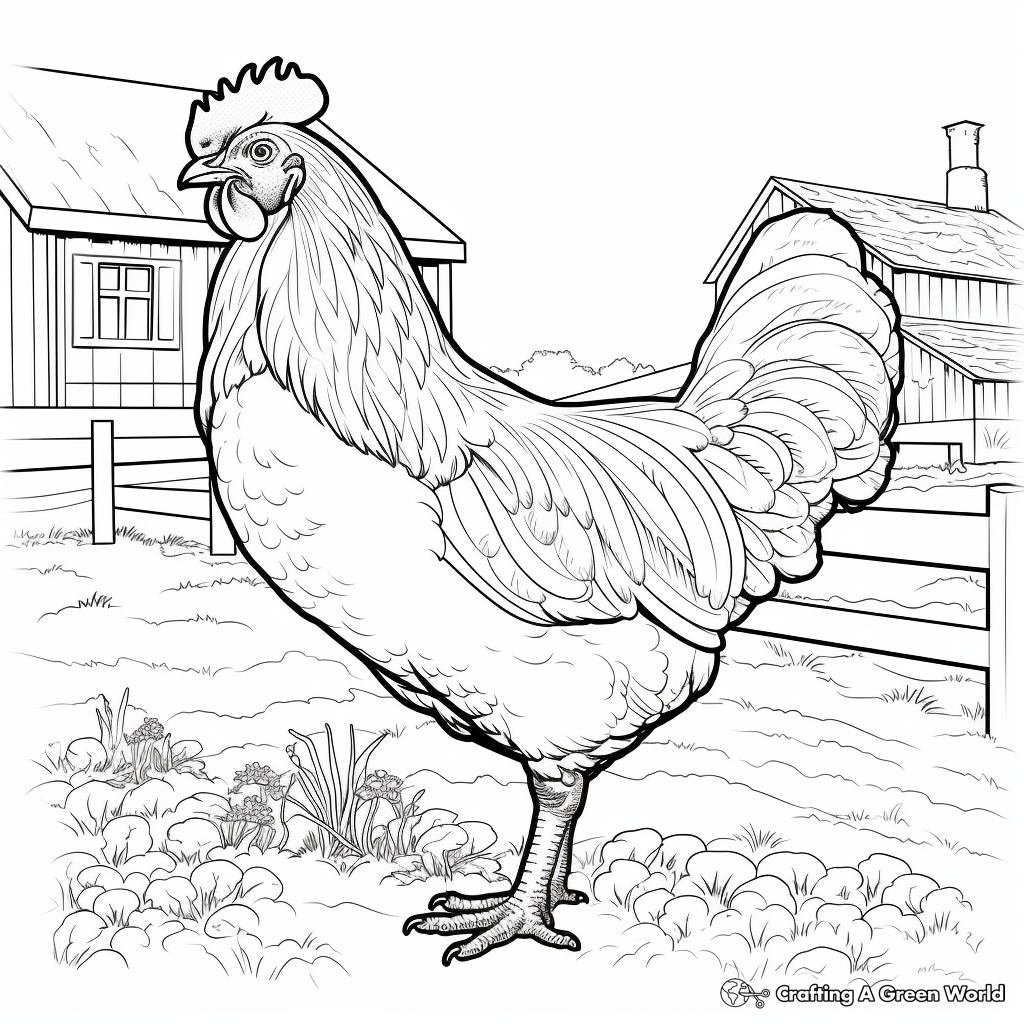 Realistic Farmhouse Chicken Coloring Sheets 2