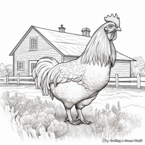 Realistic Farmhouse Chicken Coloring Sheets 3