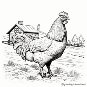 Realistic Farmhouse Chicken Coloring Sheets 4