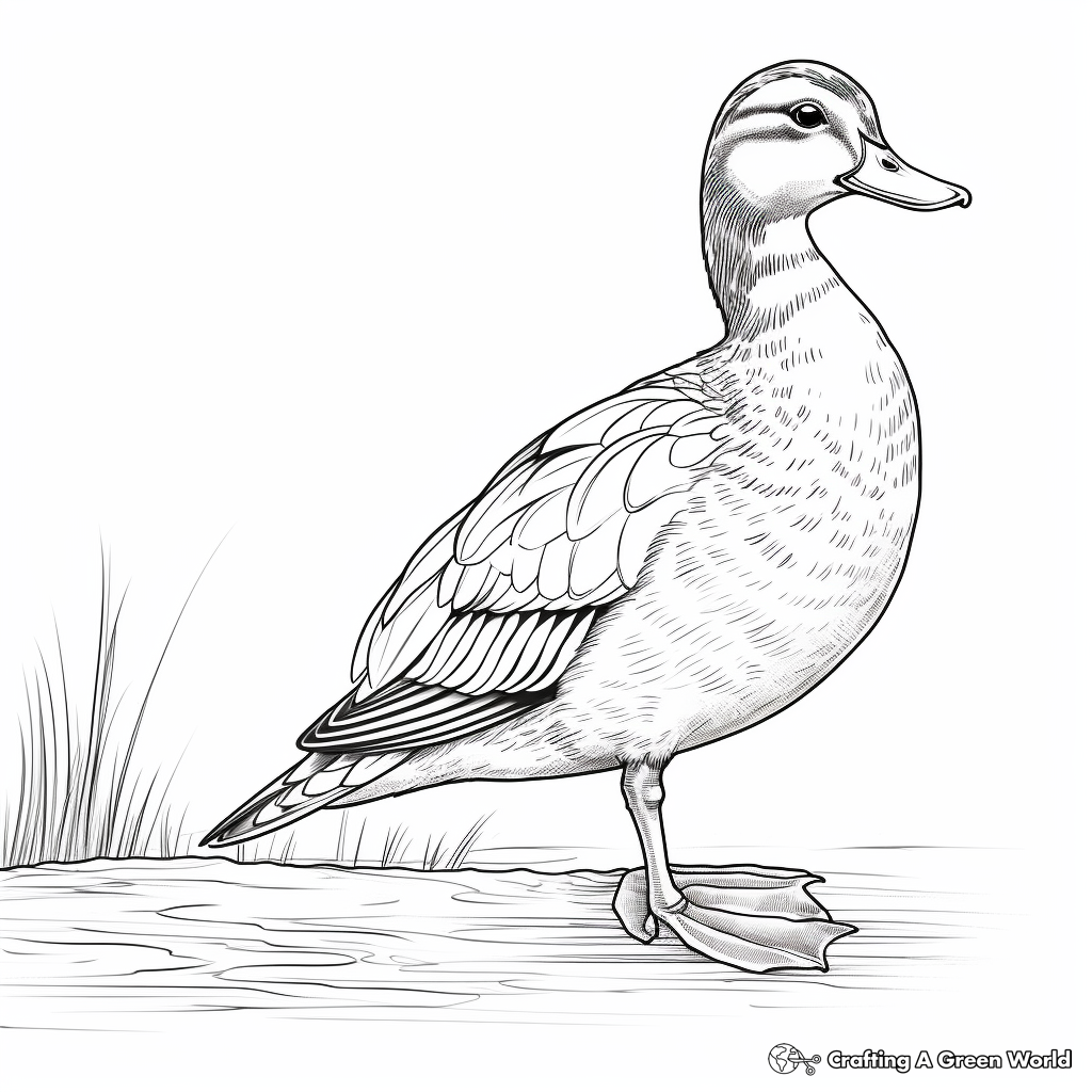 Realistic Female Wood Duck Coloring Sheets 1