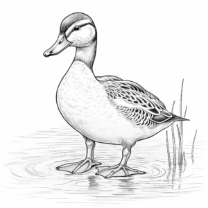 Realistic Female Wood Duck Coloring Sheets 2