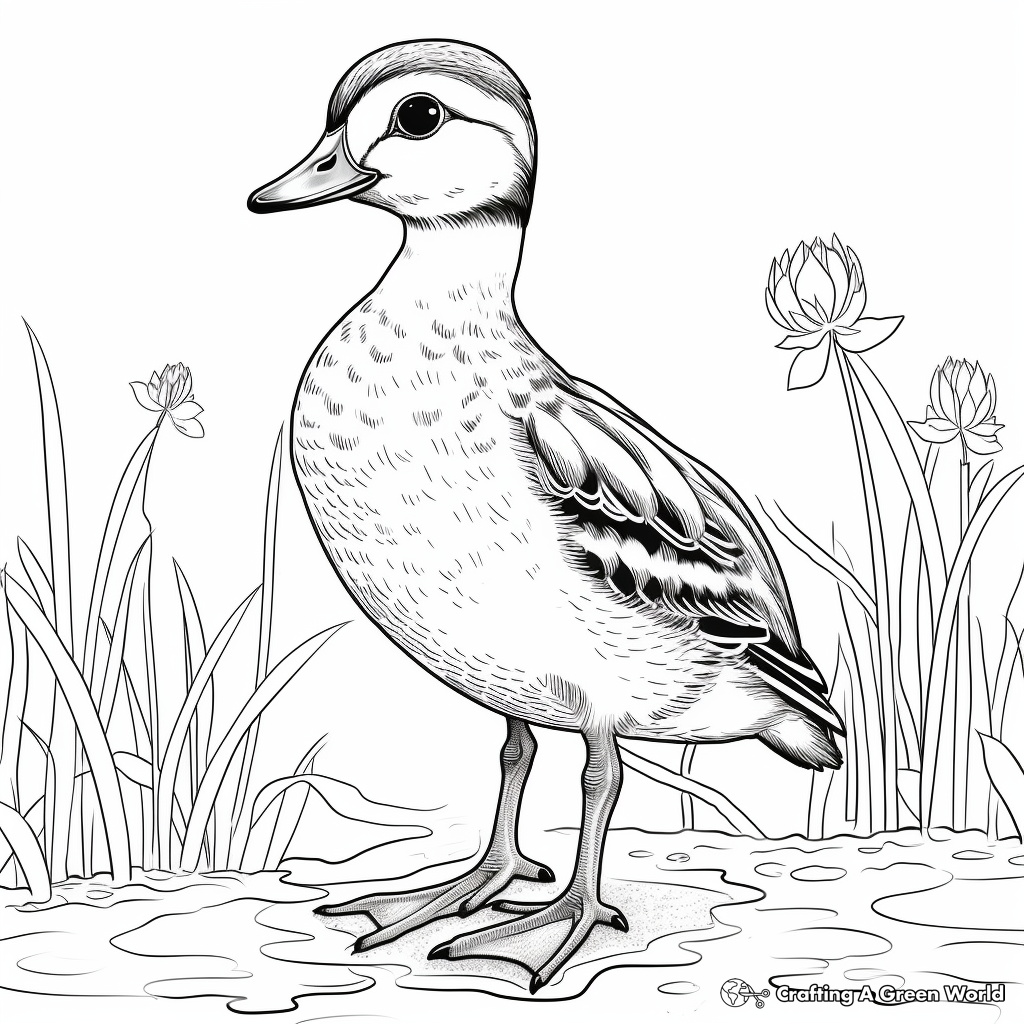 Realistic Female Wood Duck Coloring Sheets 3