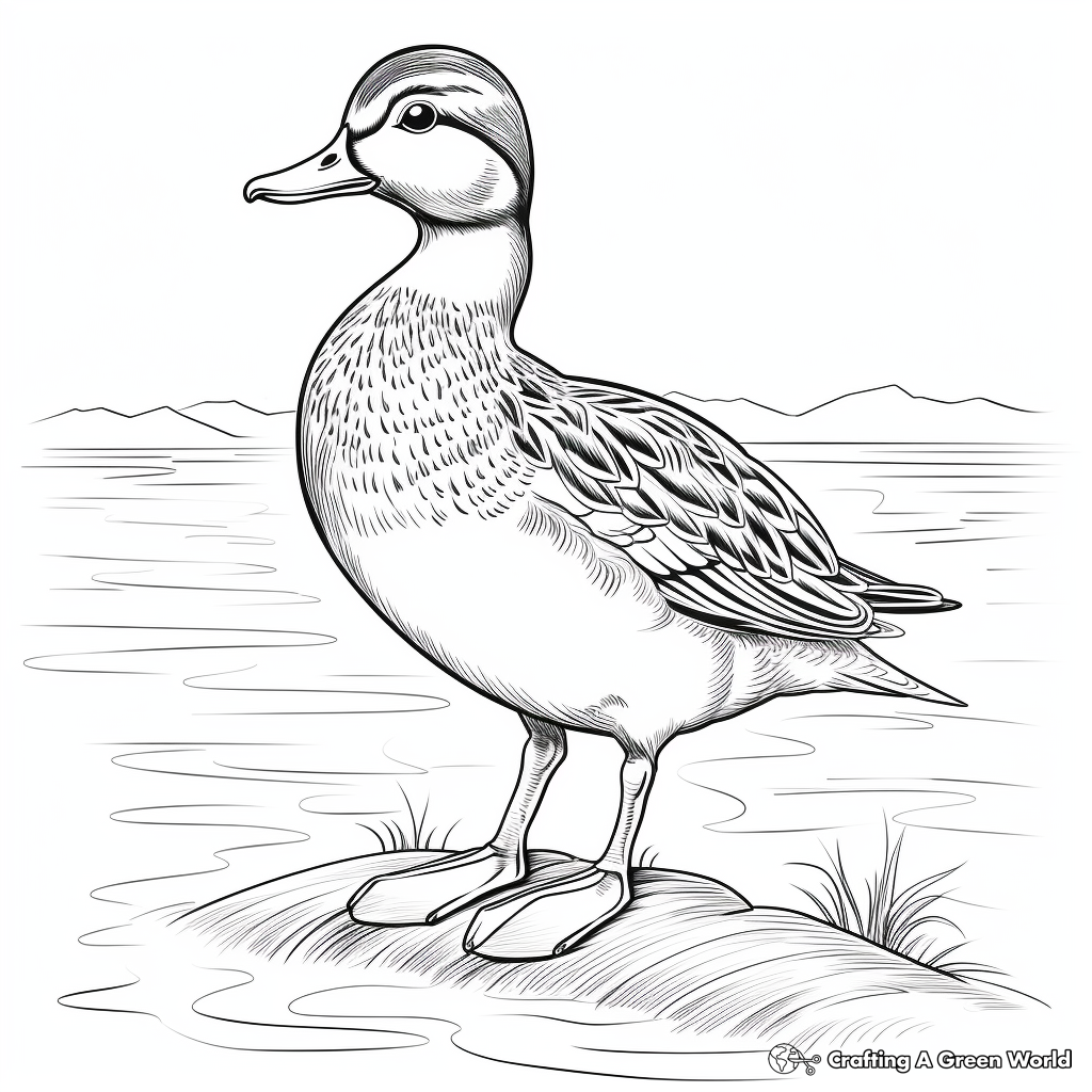 Realistic Female Wood Duck Coloring Sheets 4