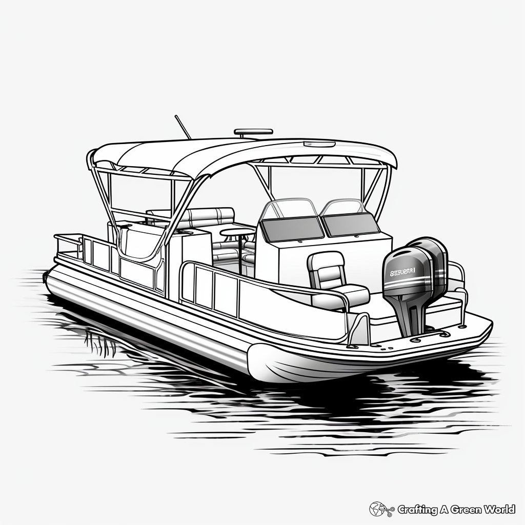 Realistic Fishing Pontoon Boat Coloring Sheets 1