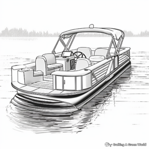 Realistic Fishing Pontoon Boat Coloring Sheets 3