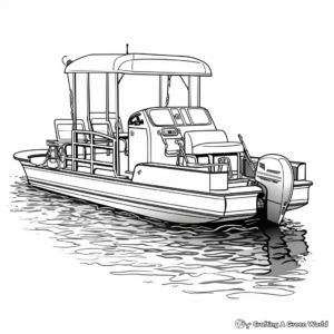 Realistic Fishing Pontoon Boat Coloring Sheets 4