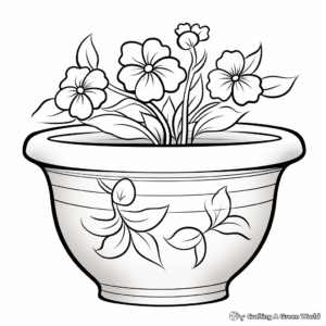 Realistic Flower Pot Coloring Pages for Adults 1