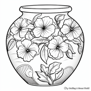 Realistic Flower Pot Coloring Pages for Adults 2