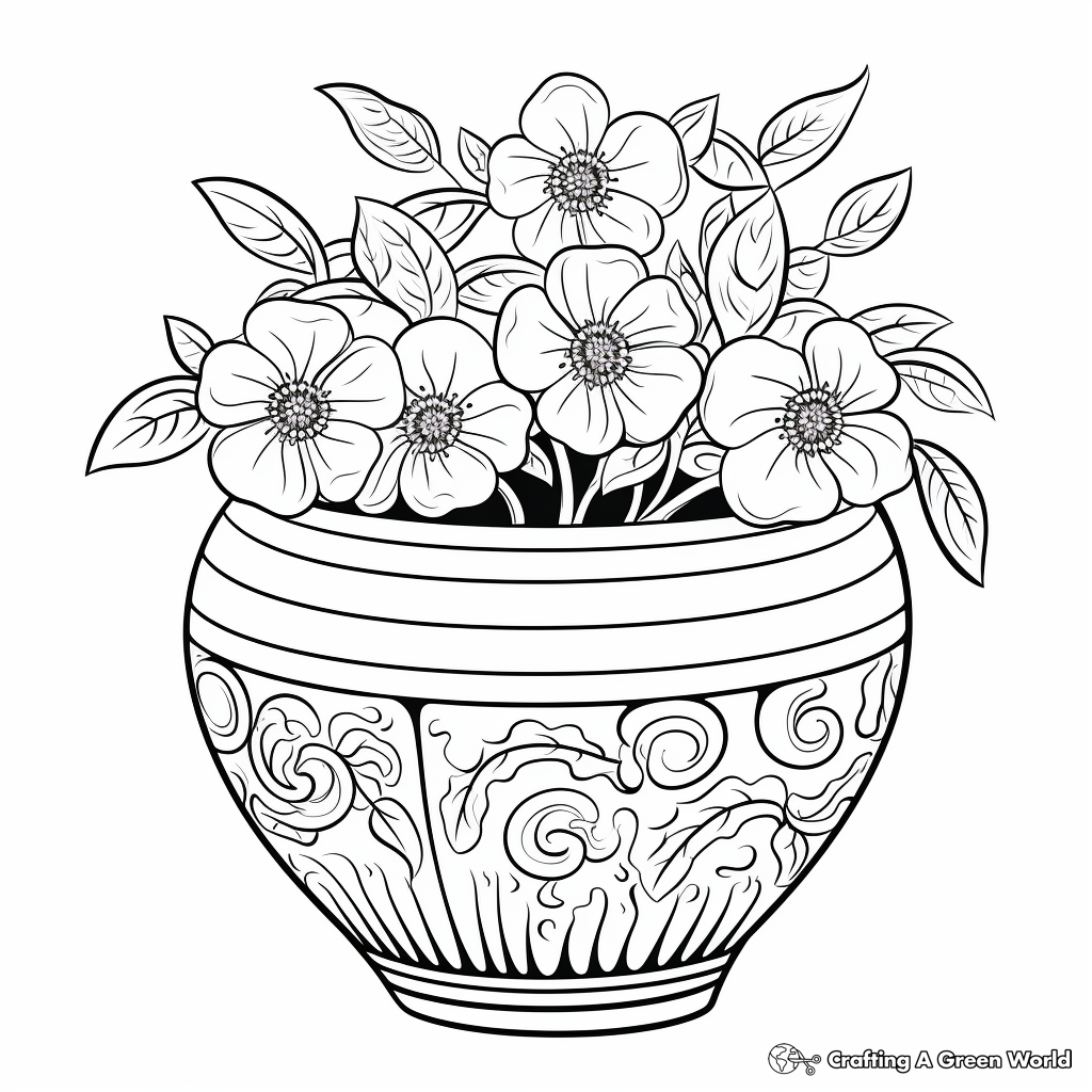 Realistic Flower Pot Coloring Pages for Adults 3