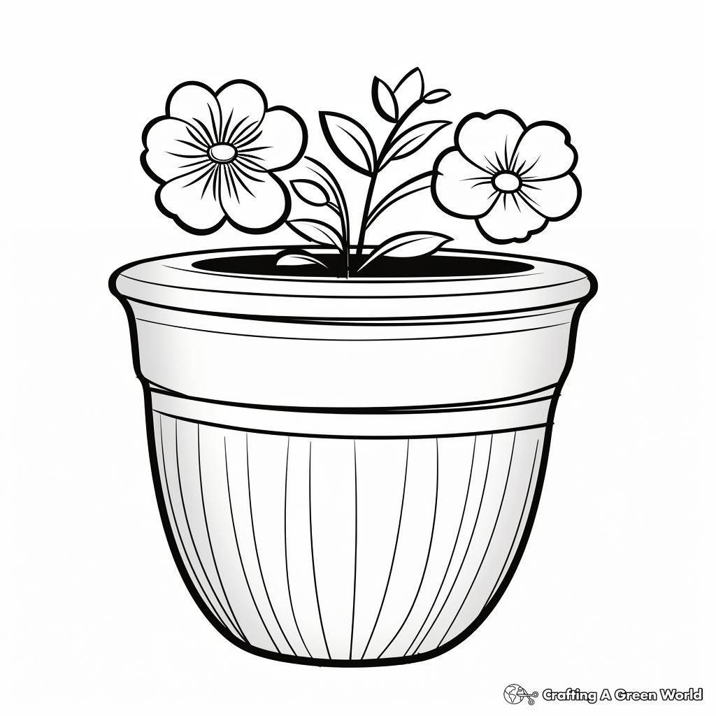 Realistic Flower Pot Coloring Pages for Adults 4