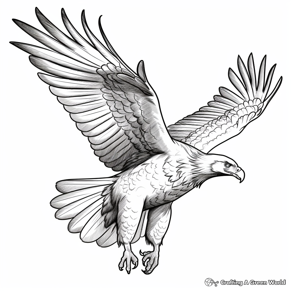Realistic Flying Fish Eagle Coloring Pages 3