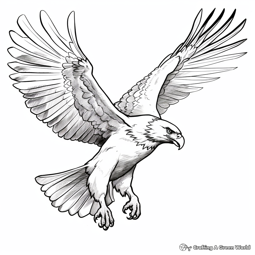 Realistic Flying Fish Eagle Coloring Pages 4