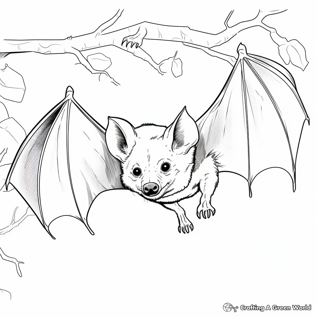 Realistic Flying Fox Coloring Pages 1