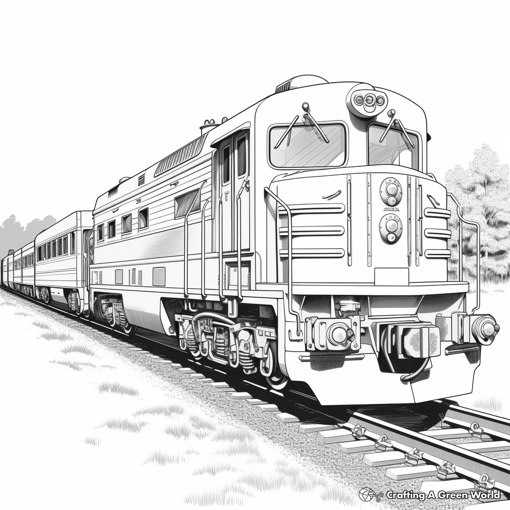 Realistic Freight Train Coloring Sheets 3