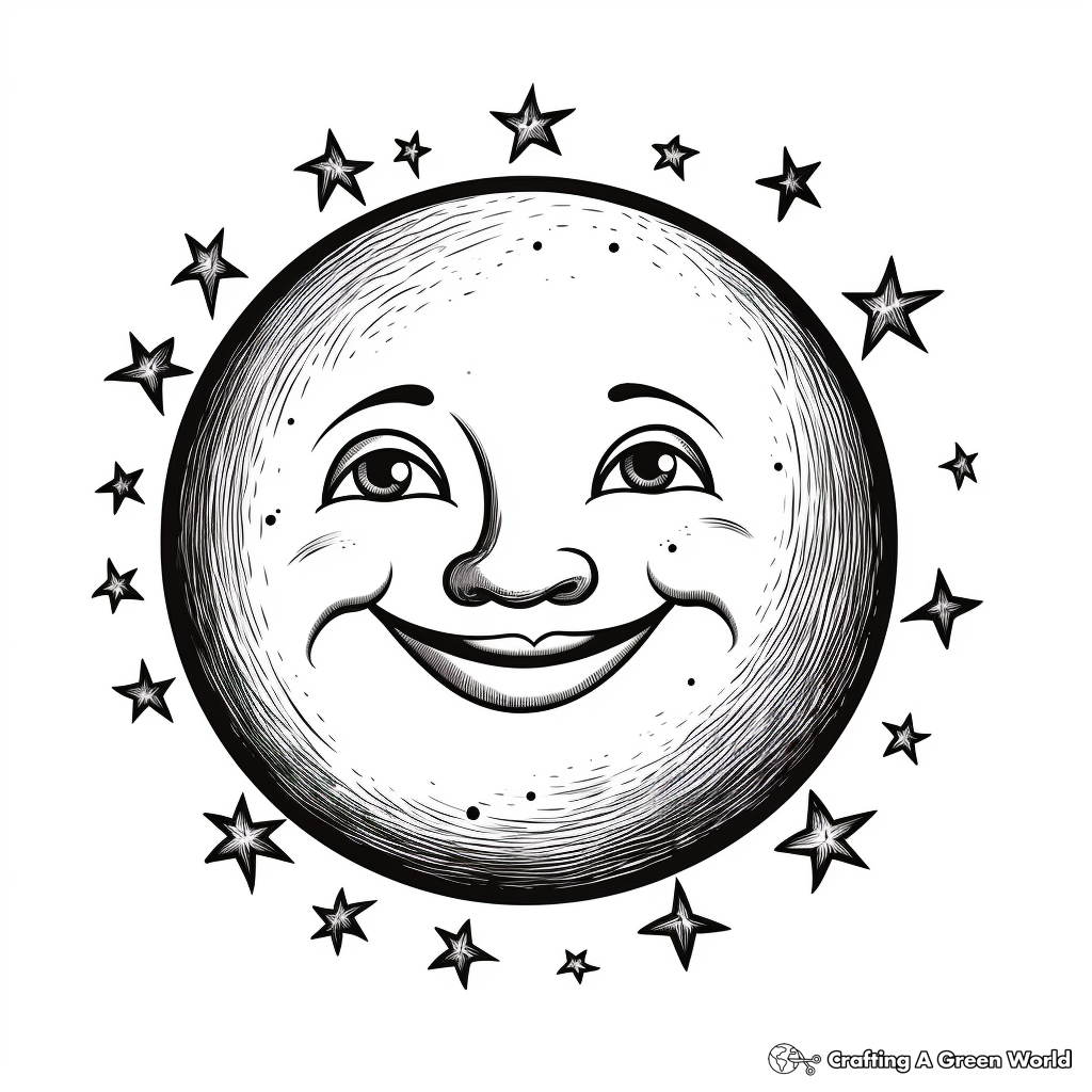 Realistic Full Moon Coloring Pages for Adults 4