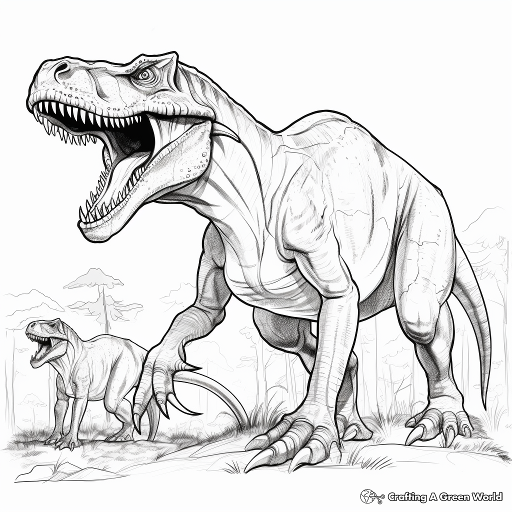 Realistic Giganotosaurus vs T Rex Coloring Pages 2