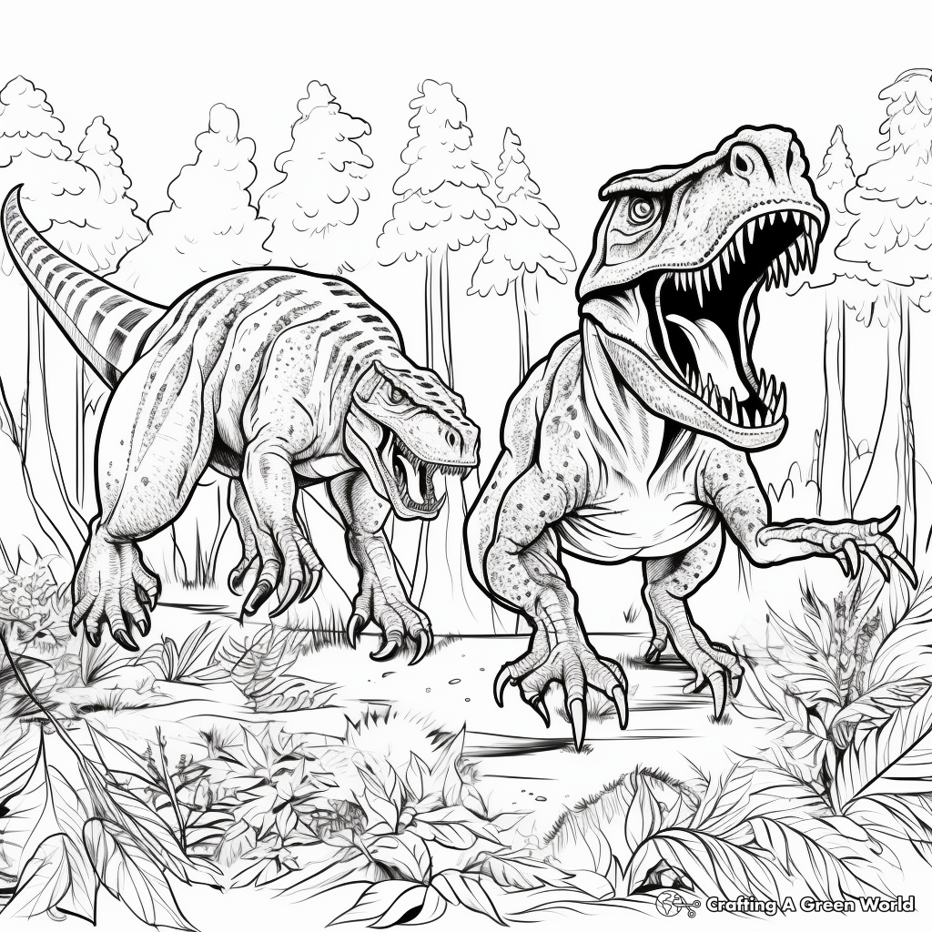 Realistic Giganotosaurus vs T Rex Coloring Pages 4