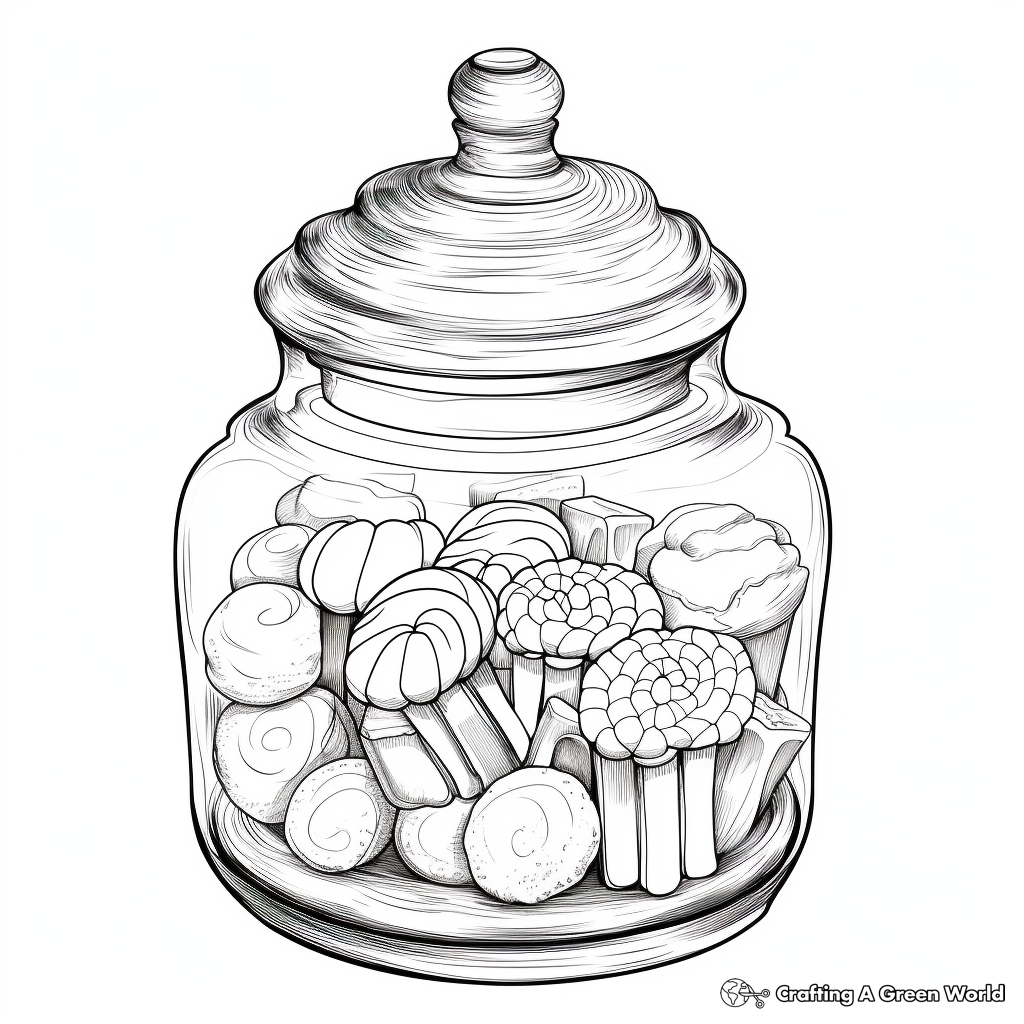 Realistic Glass Candy Jar Coloring Sheets 2
