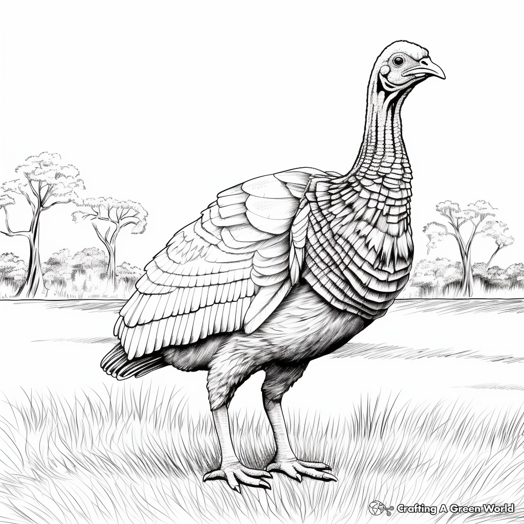 Realistic Gould’s Turkey Coloring Pages 1