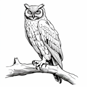 Realistic Great Horned Owl Hunting Coloring Pages 3