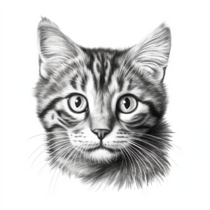 Realistic Grey Cat Face Coloring Pages 2