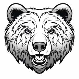 Realistic Grizzly Bear Face Coloring Sheets 1