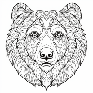 Realistic Grizzly Bear Face Coloring Sheets 3