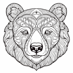 Realistic Grizzly Bear Head Coloring Pages 1