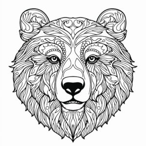 Realistic Grizzly Bear Head Coloring Pages 2
