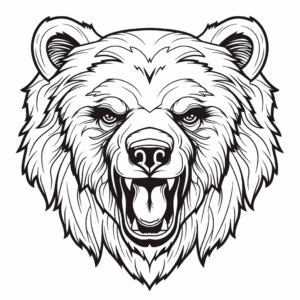 Realistic Grizzly Bear Head Coloring Pages 3