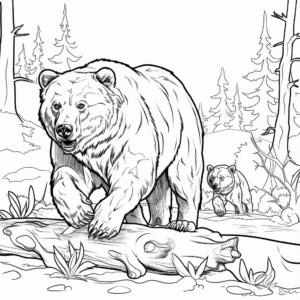 Realistic Grizzly Bear Hunt Coloring Pages 3
