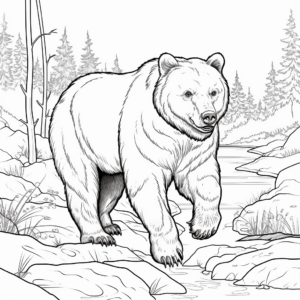 Realistic Grizzly Bear Hunt Coloring Pages 4