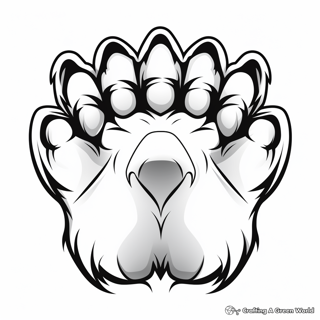 Realistic Grizzly Bear Paw Coloring Pages 1