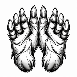 Realistic Grizzly Bear Paw Coloring Pages 2