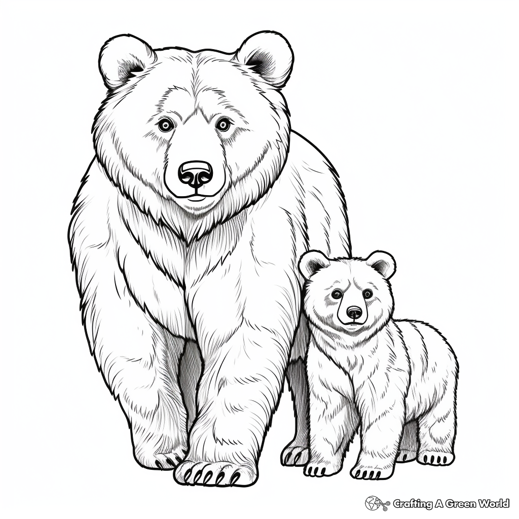 Realistic Grizzly Mama Bear Coloring Sheets 1