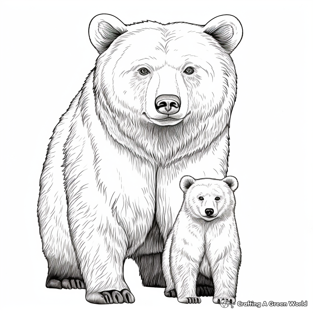 Realistic Grizzly Mama Bear Coloring Sheets 2