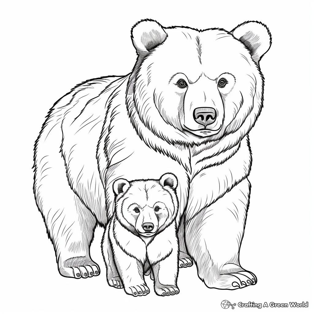 Realistic Grizzly Mama Bear Coloring Sheets 3