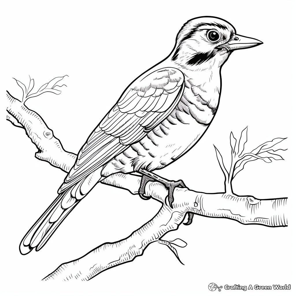 Realistic Hairy Woodpecker Coloring Sheets 2
