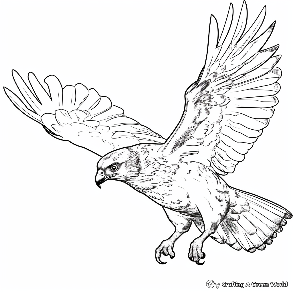 Realistic Hawk Hunting Prey Coloring Sheets 1