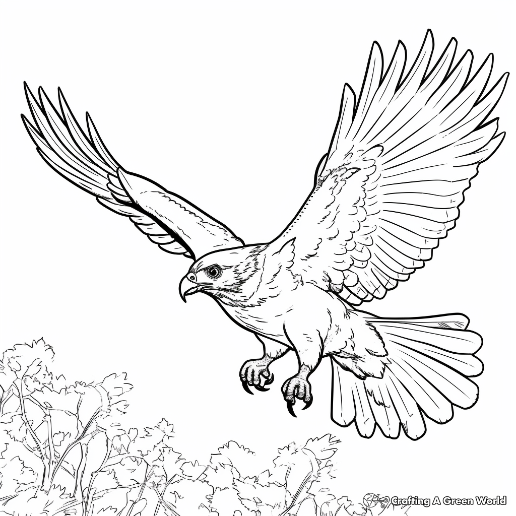 Realistic Hawk Hunting Prey Coloring Sheets 3
