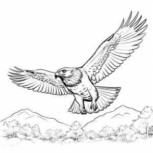 Realistic Hawk Hunting Prey Coloring Sheets 4