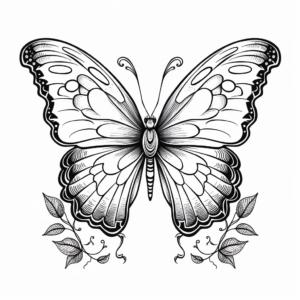 Realistic Heart Butterfly Coloring Pages for Nature Lovers 1