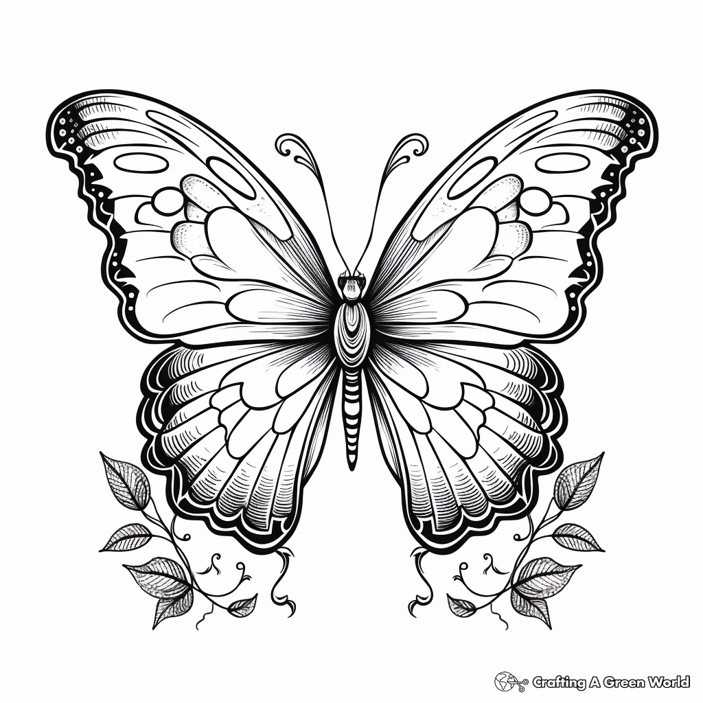 Realistic Heart Butterfly Coloring Pages for Nature Lovers 1