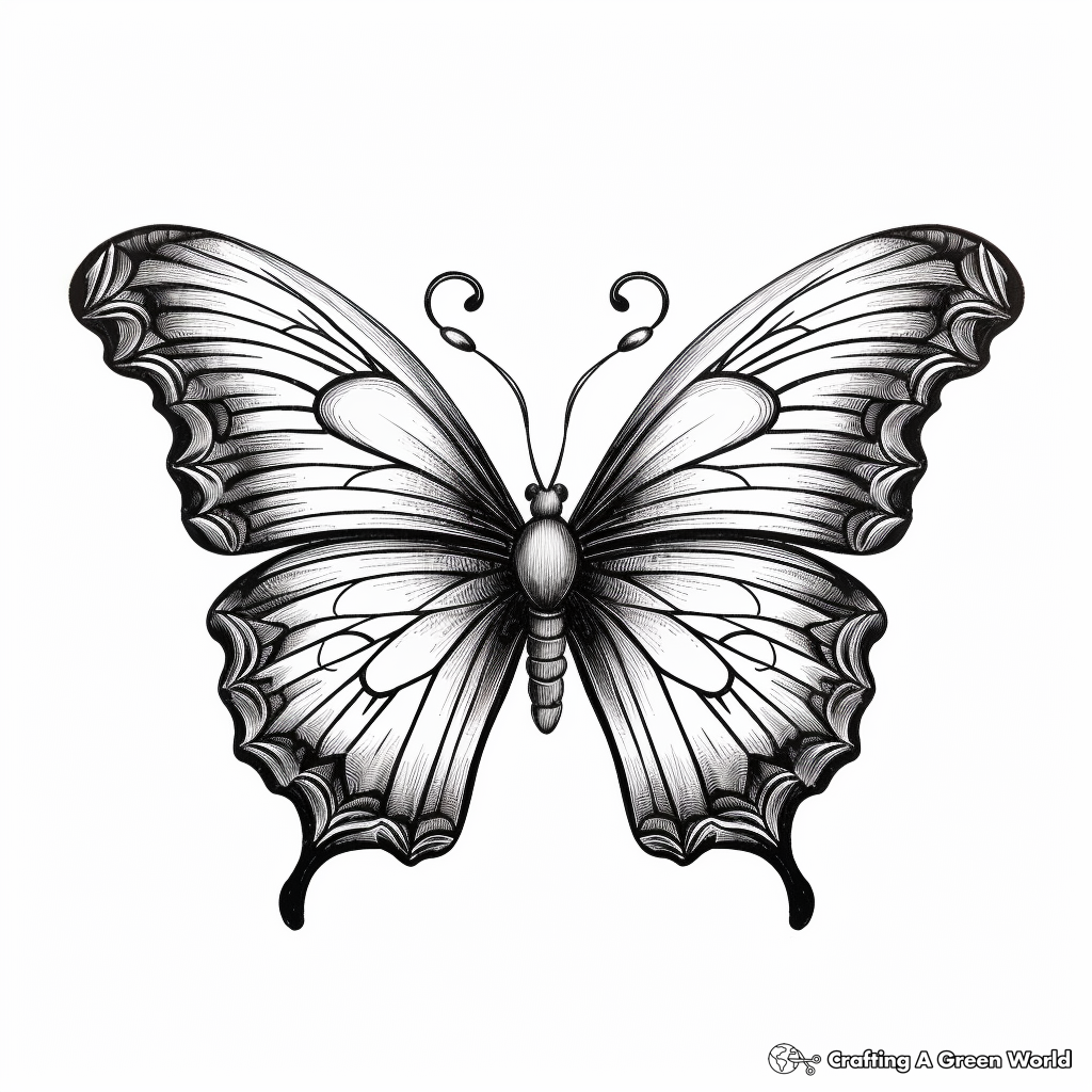 Realistic Heart Butterfly Coloring Pages for Nature Lovers 2