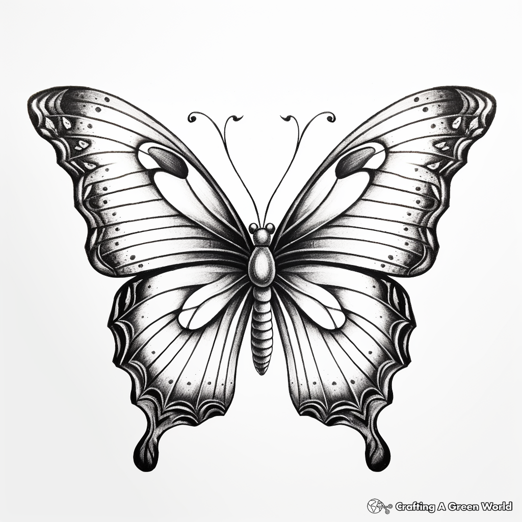 Realistic Heart Butterfly Coloring Pages for Nature Lovers 3