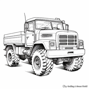 Realistic Heavy Truck Coloring Pages for Adults 1